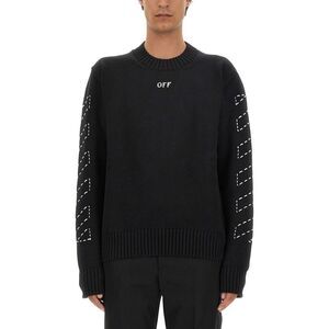 OFF-WHITE Pixelated Logo Knit Sweater Men BLACK Sweaters & Cardigans